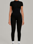 Short Sleeve Open Back Workout Jumpsuit