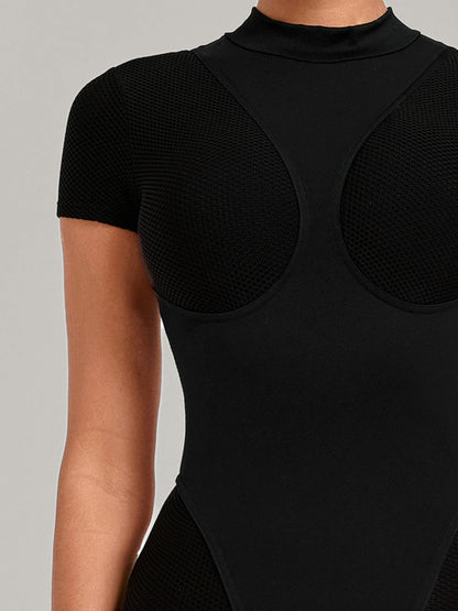 Short Sleeve Open Back Workout Jumpsuit