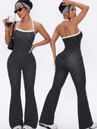 Halter Polka Dot Flared Jumpsuit