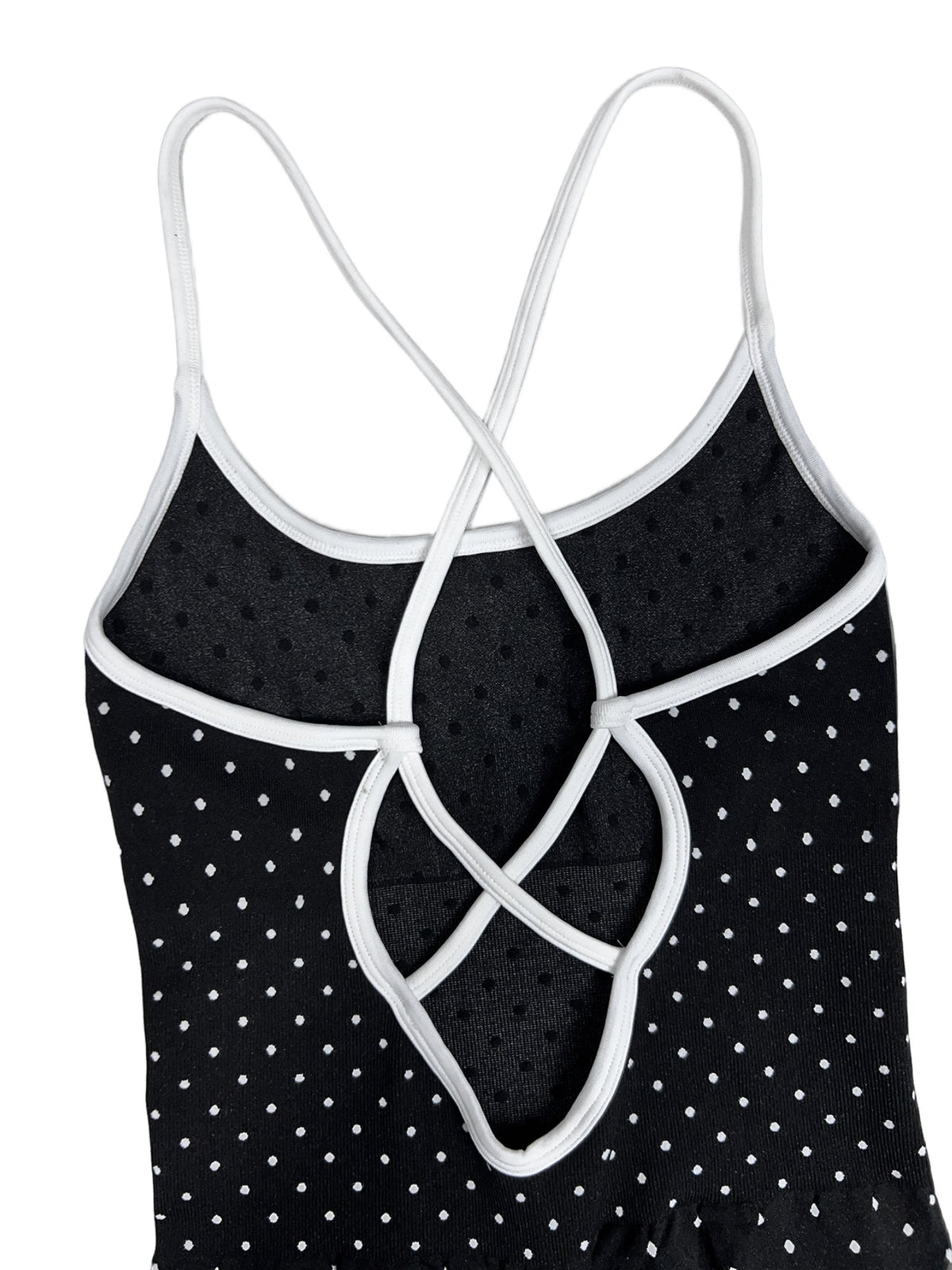 Black White Dot Criss Cross Back Activewear Jumpsuit