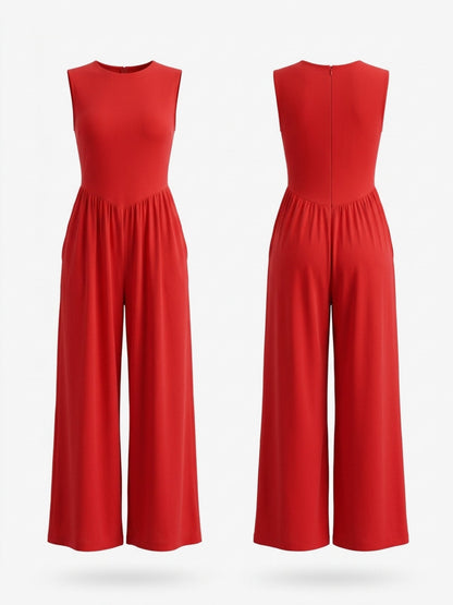 Stretchy Casual Sleeveless Long Jumpsuit