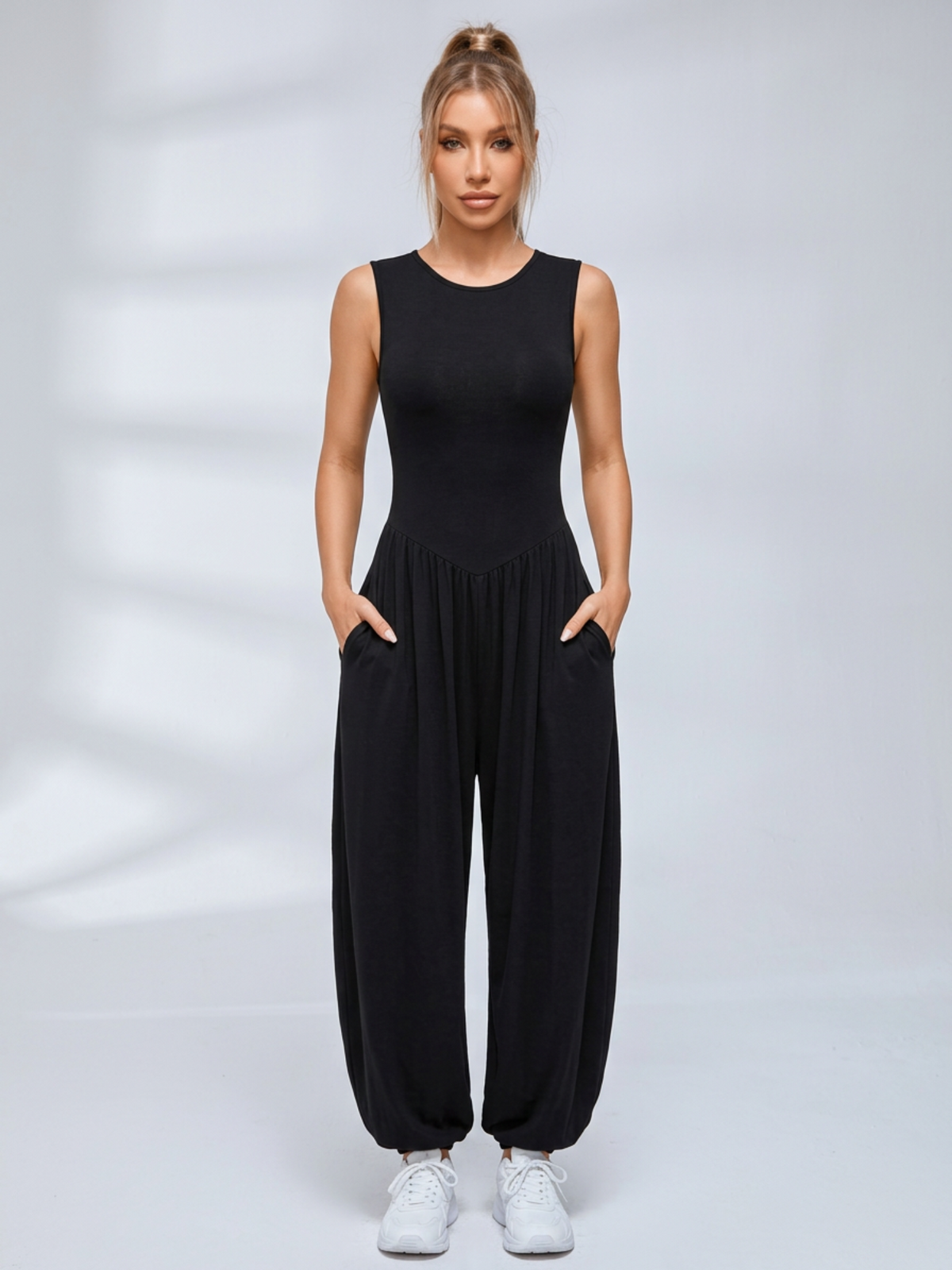 Stretchy Casual Sleeveless Long Jumpsuit