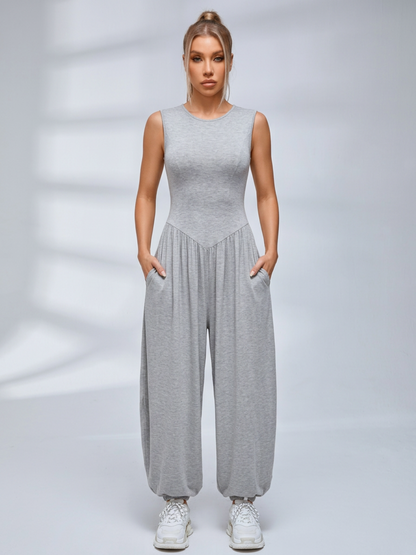 Stretchy Casual Sleeveless Long Jumpsuit