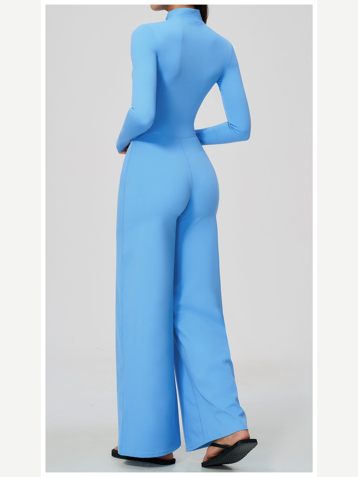 Women's Zipper Long Sleeve Wide Leg Jumpsuit