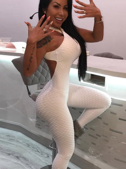 Seamless Textured Halter Jumpsuit