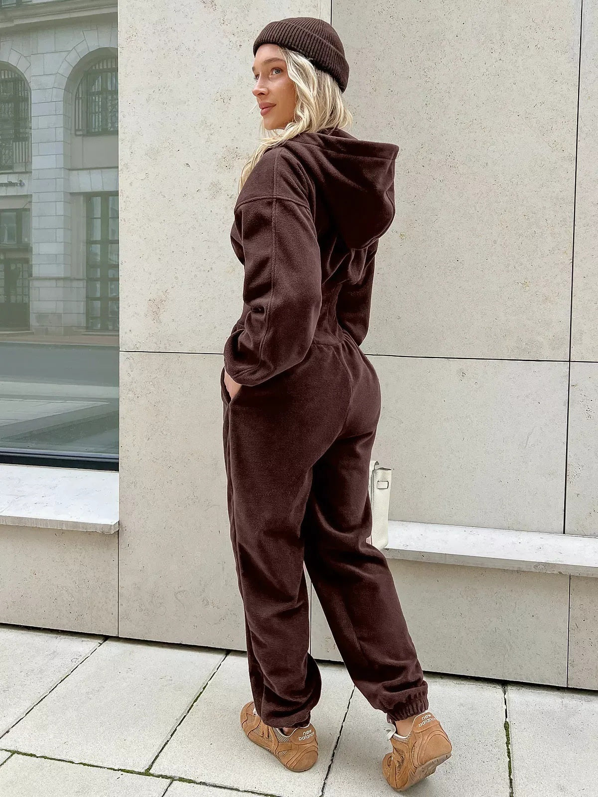 Hooded Zip-Front Corset Waist Jumpsuit