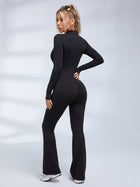 Long Sleeve Contrast Stripe Flare Leg Jumpsuit