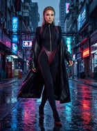 Sculpting Faux Leather Spliced Long Sleeve Jumpsuit