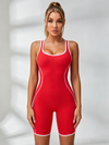 Contrast Color Stripes Backless Romper