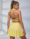 Ribbed Cutout Halter Tennis Dress