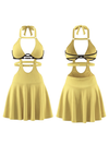 Ribbed Cutout Halter Tennis Dress