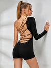 One-Shoulder Lace-Up Unitard Romper