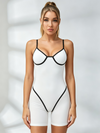 Black Contrast‑Trim Compression Romper