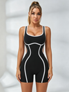 Contrast‑Trim Cut‑Out Racerback Compression Romper