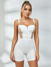 Mesh‑Panel Zip‑Front Adjustable‑Strap Romper