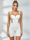 Mesh‑Panel Zip‑Front Adjustable‑Strap Romper