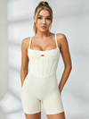 Corset‑Stitch Cutout Adjustable‑Strap Compression Romper