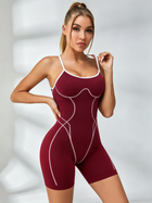 Contrast‑Contour Crisscross‑Back Compression Romper