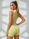 Half-Zip Mesh Cutout Compression Short Romper