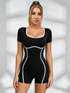 Square Neck Short-Sleeve Compression Romper