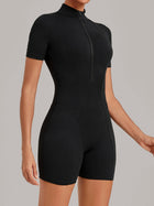 Half Zip Short Sleeve Workout Romper
