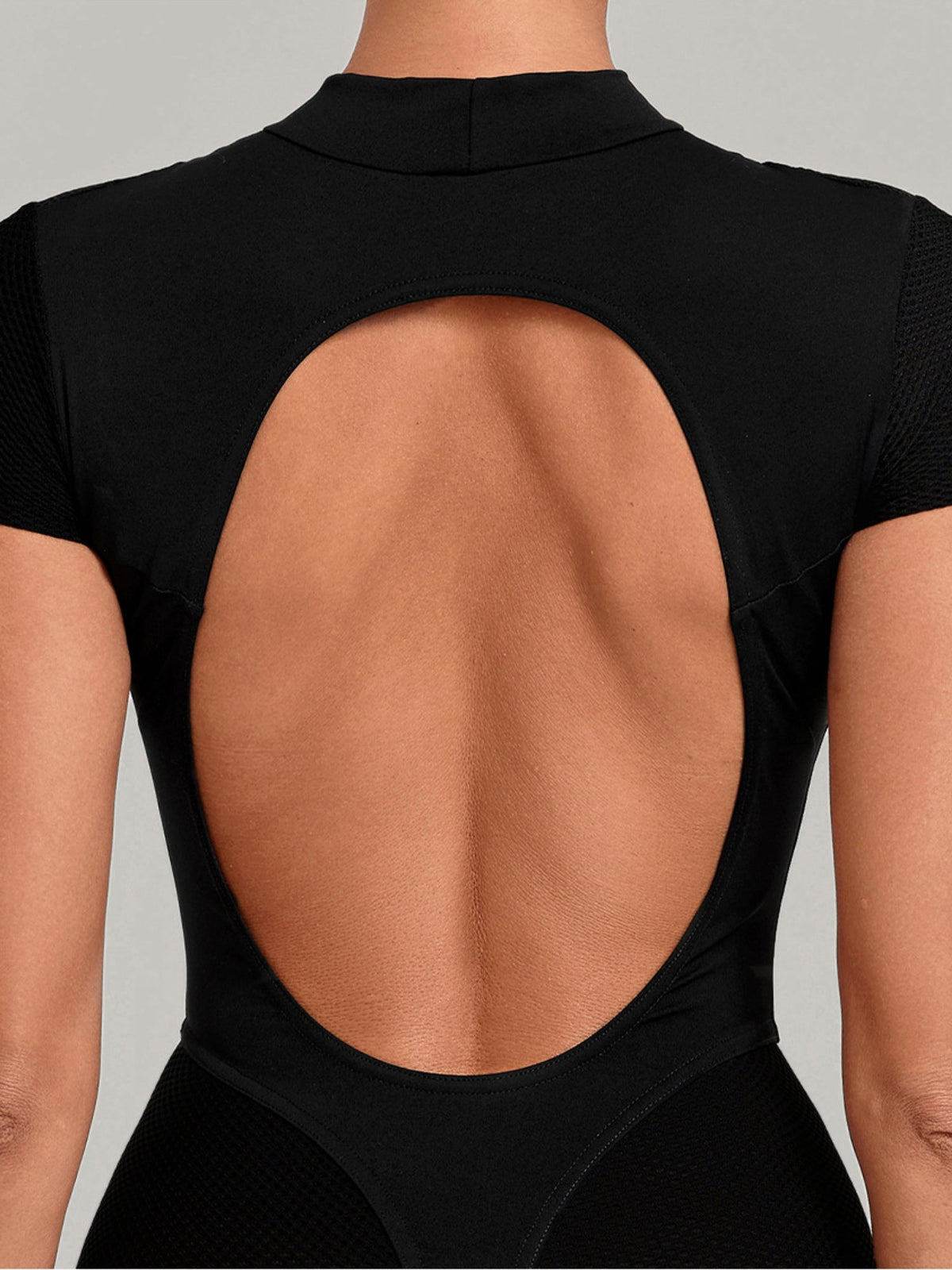 Short Sleeve Back Cutout Yoga Jumpsuit