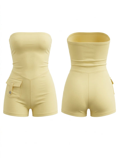 Tube Top High Stretch Cargo Romper