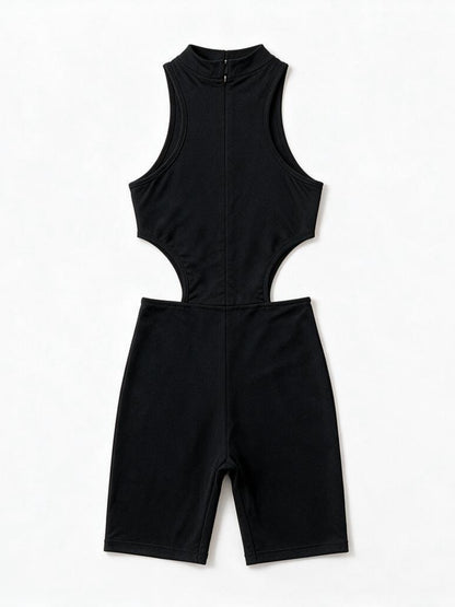 Lace Cutout Halterneck Biker Romper