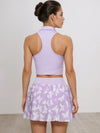 Halter Crop Top & Butterfly Print Tennis Skirt Set