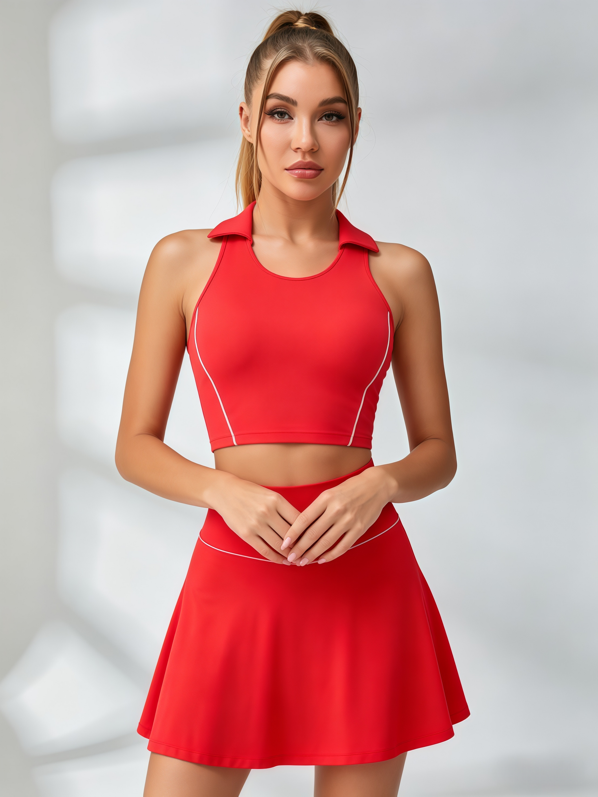 Contrast Collar Racerback Tennis Set