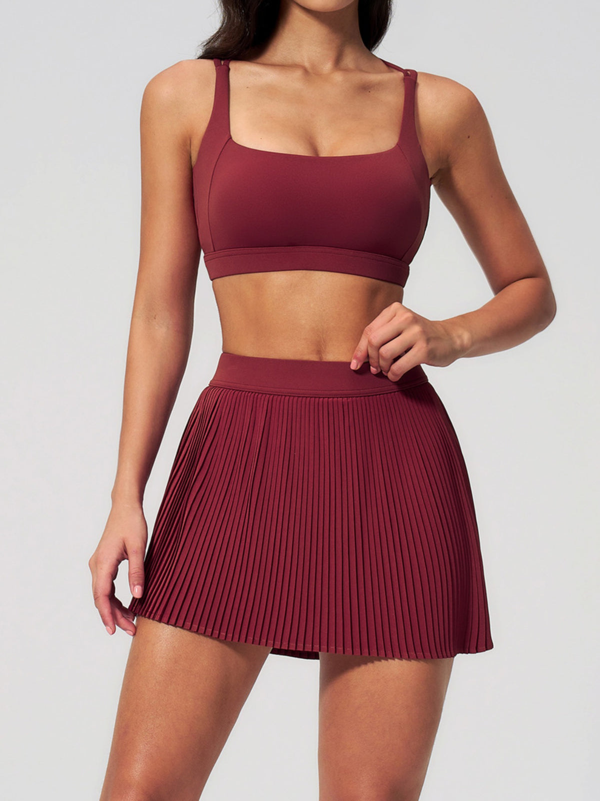 Crisscross-Back Pleated Tennis Set