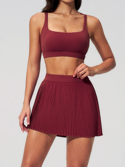 Crisscross-Back Pleated Tennis Set