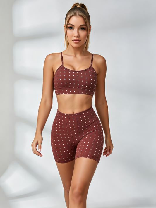 Polka Dot Crisscross Workout Short Set