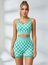 Checkered Ribbed Workout Short Set