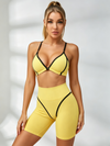Contrast-Trim Ribbed Workout Set