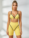 Contrast-Trim Ribbed Workout Set