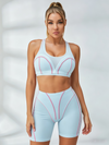 Pink Seam Contour Light Blue Two Piece Biker Set