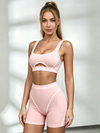 White Contour Racerback Butt Lifting Pink Shorts Set