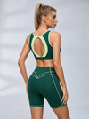 Contrast Cutout Back Sports Bra Short Set