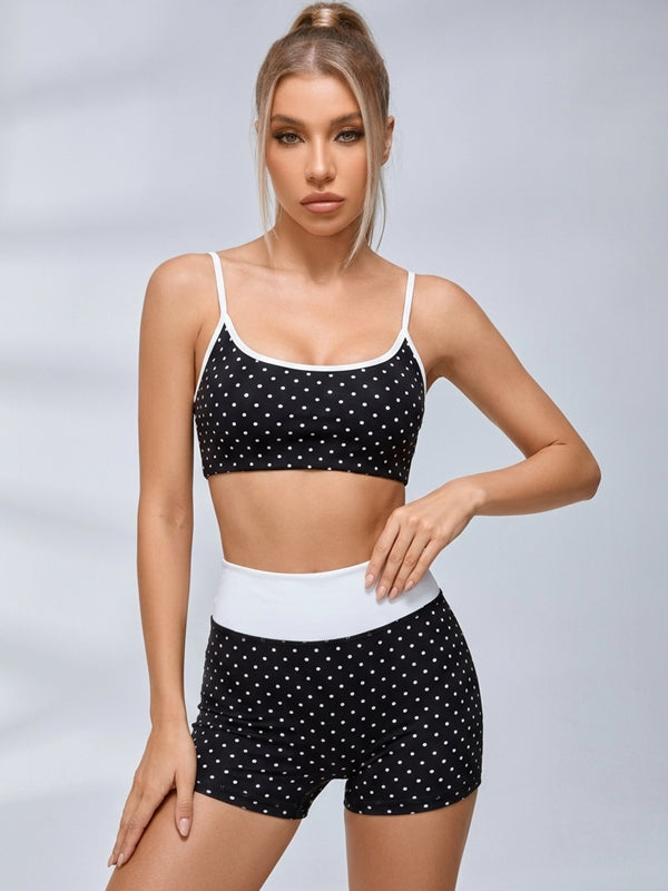Polka Dot Contrast Trim Short Set