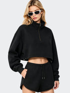 Cropped Half Zip Sweatshirt & Shorts Set