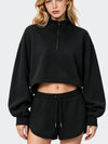 Cropped Half Zip Sweatshirt & Shorts Set