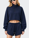 Cropped Half Zip Sweatshirt & Shorts Set