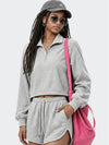 Cropped Half Zip Sweatshirt & Shorts Set