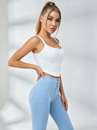 Corset‑Stitch Crop Top & Button‑Detail Pocketed Flare Leggings Set