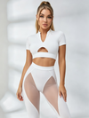 Keyhole-Cutout Cropped Top & Mesh-Panel Leggings Set