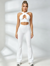 Crisscross Halter Crop Top & Flared Leggings Set