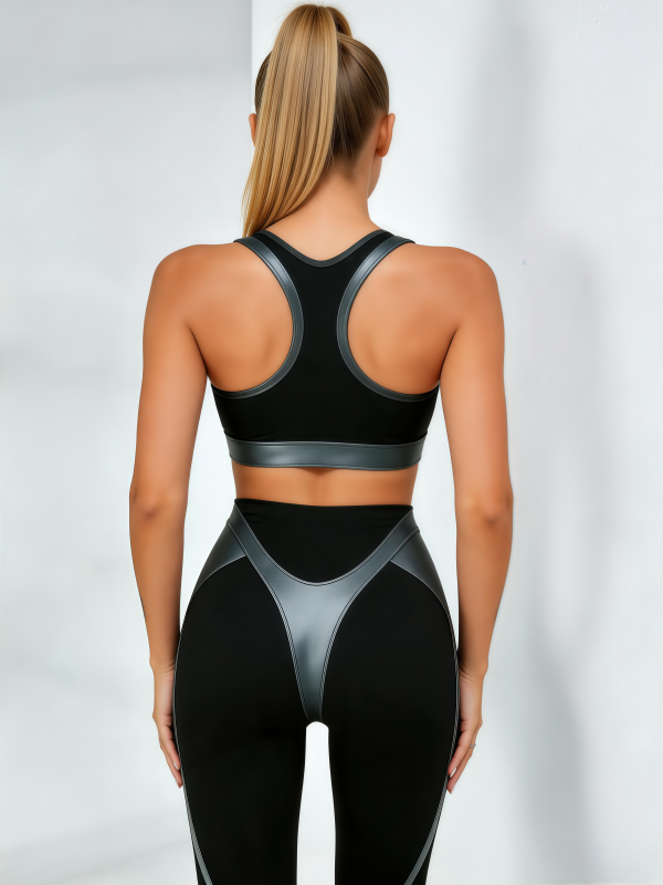 Two-Tone Panel Sports Bra & High Cut Leggings Set