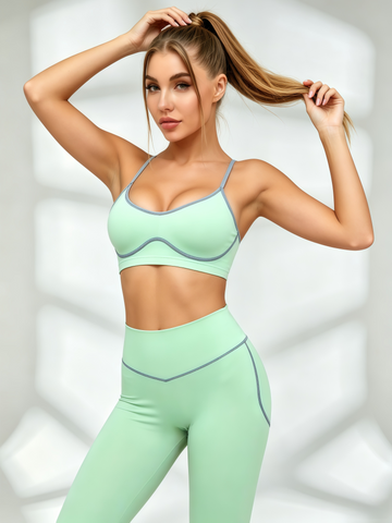 Trim Cami Bra Mint Legging Set