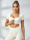 Short Sleeve Zip Crop Top & High Waist Legging Set